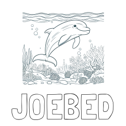 JOEBED Coloring Page and Coloring Page of a Cute Dolphin Swimming in the Sea