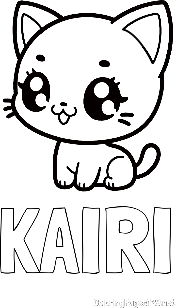 KAIRI Coloring Page and Coloring Page of an Anime Cat