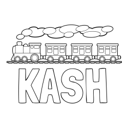 Online Created Coloring Page - KASH Coloring Page and Kids’ Steam Locomotive Coloring Page
