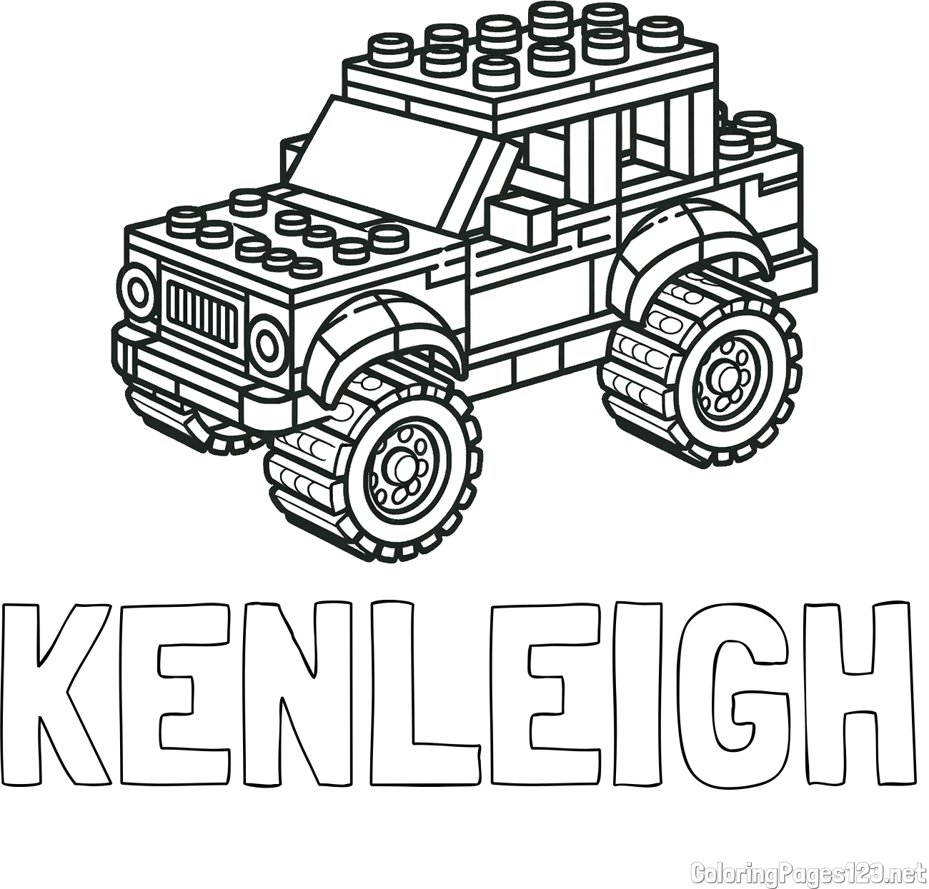 KENLEIGH Coloring Page and LEGO Jeep Coloring Page