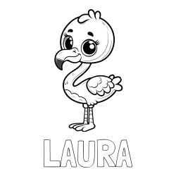 Online Created Coloring Page - LAURA Coloring Page and Coloring Page of an Adorable Flamingo with Big, Cute Eyes
