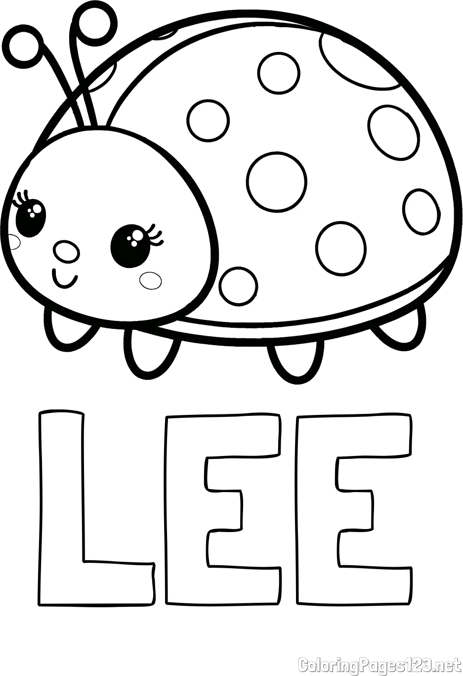 LEE Coloring Page and Smiling Ladybug Coloring Page