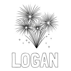 LOGAN Coloring Page and Fireworks with Stars Coloring Page