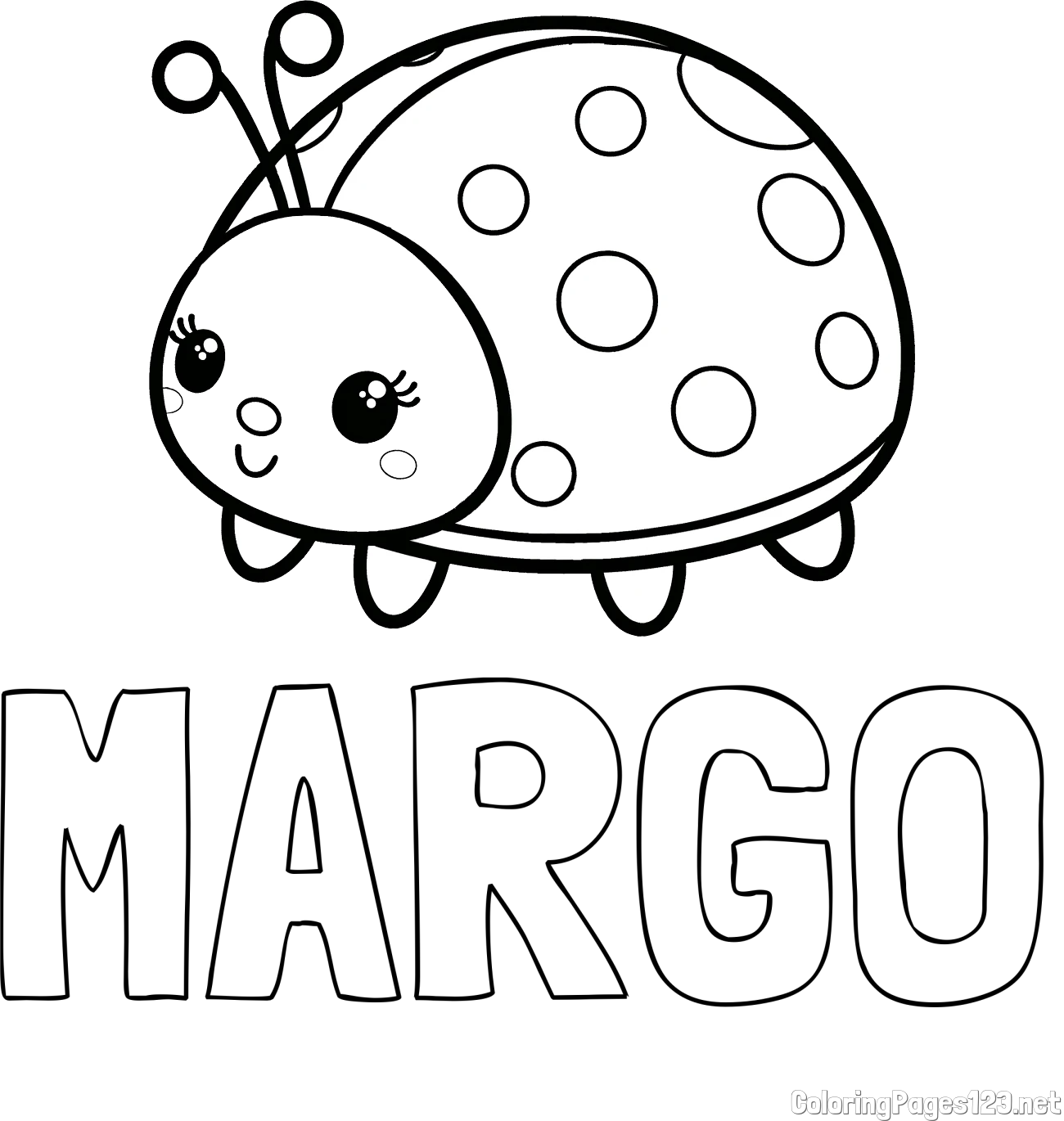 MARGO Coloring Page and Smiling Ladybug Coloring Page