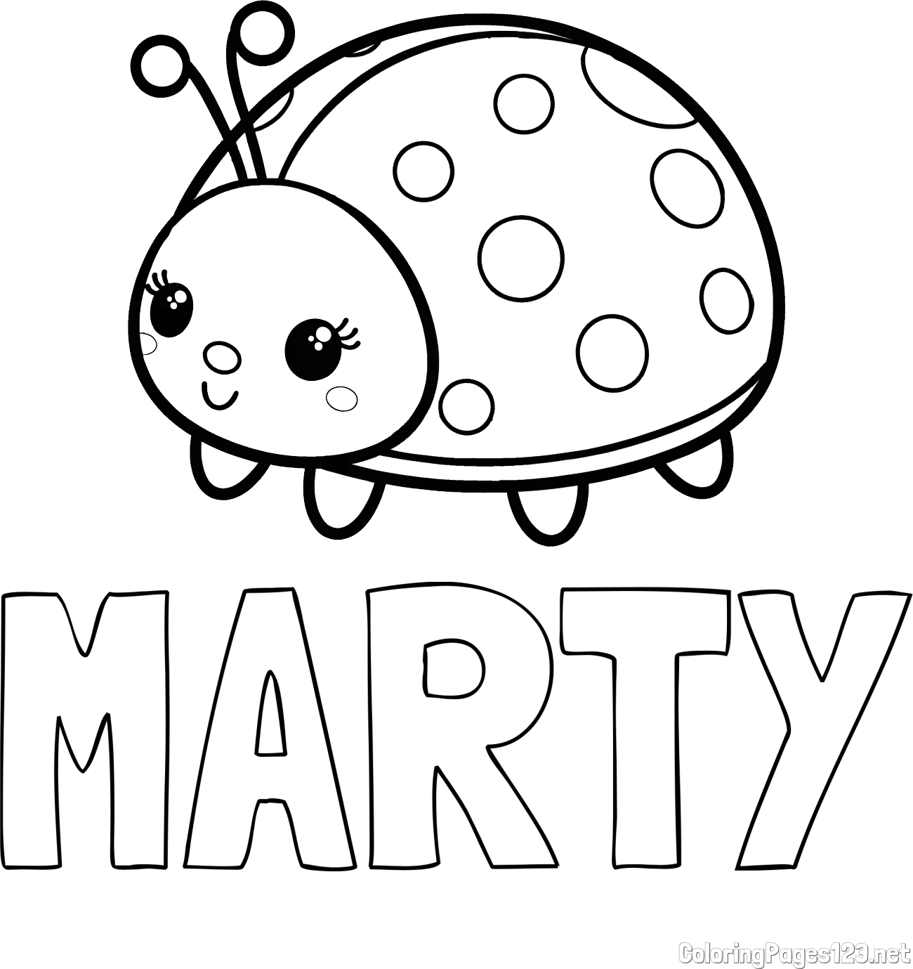MARTY Coloring Page and Smiling Ladybug Coloring Page
