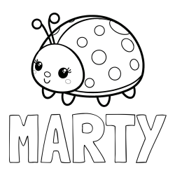 Online Created Coloring Page - MARTY Coloring Page and Smiling Ladybug Coloring Page