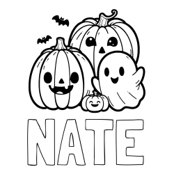 Online Created Coloring Page - NATE Coloring Page and Halloween Pumpkin and Ghost Coloring Page