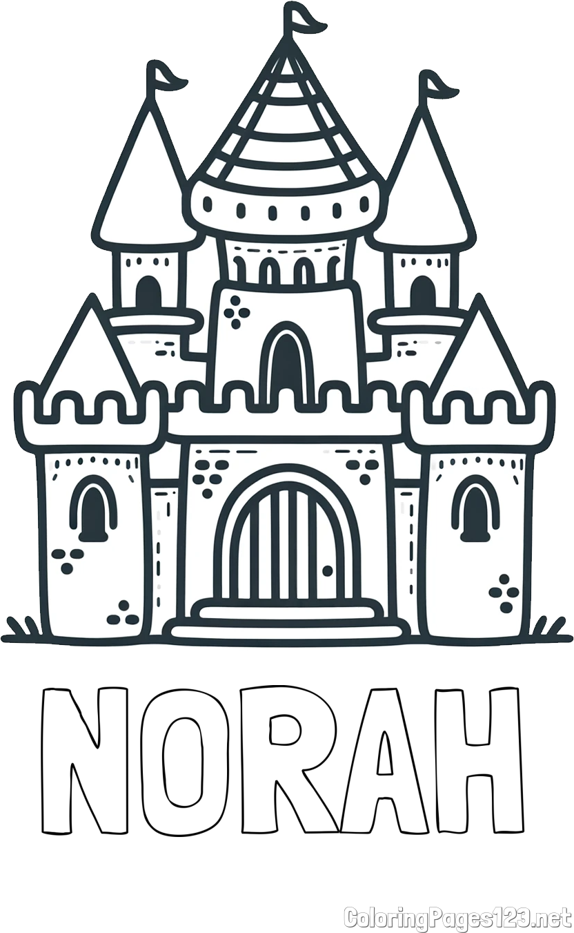 NORAH Coloring Page and Beautiful Castle Coloring Page for Kids