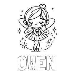 Online Created Coloring Page - OWEN Coloring Page and Children's Coloring Page of a Magical Fairy