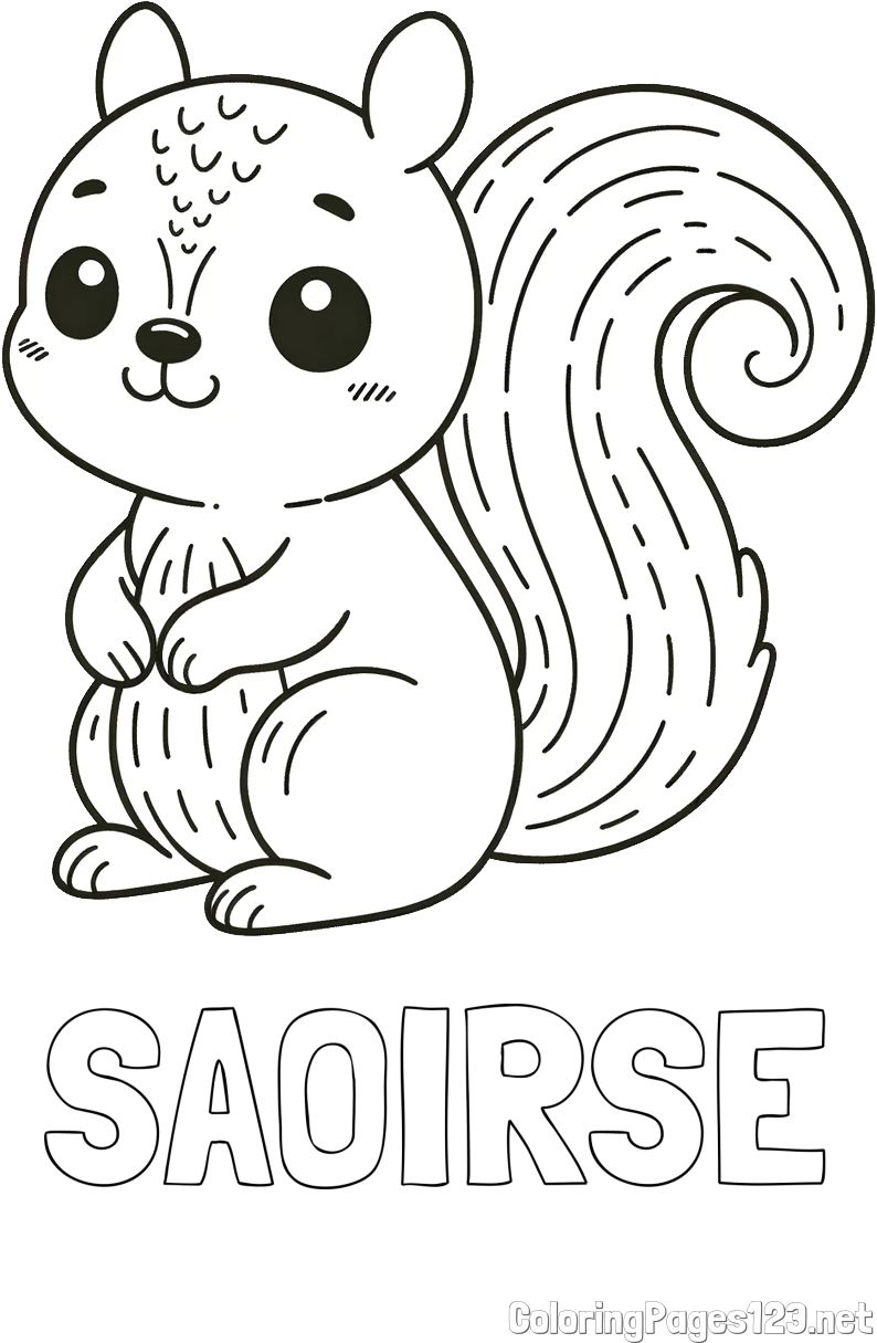 SAOIRSE Coloring Page and Easy Coloring Page of a Cute Squirrel