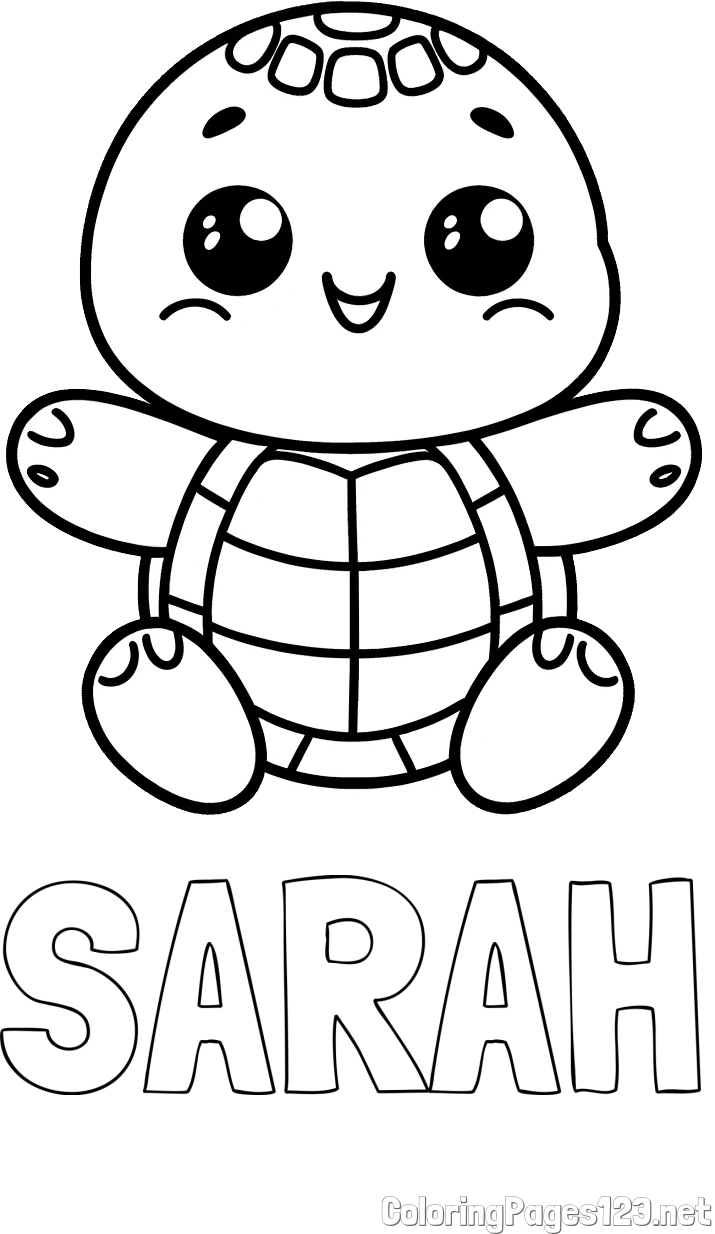 SARAH Coloring Page and Easy Coloring Page of Turtle
