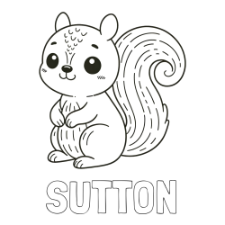 Online Created Coloring Page - SUTTON Coloring Page and Easy Coloring Page of a Cute Squirrel