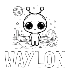 Online Created Coloring Page - WAYLON Coloring Page and Cute Alien Coloring Page
