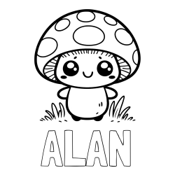ALAN Coloring Page and Coloring Page of a Cute Mushroom