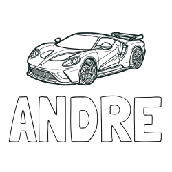 ANDRE Coloring Page and Coloring Page of a Fast Sport's Car