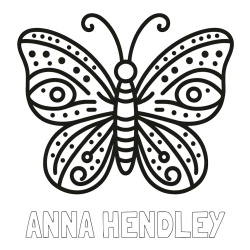 ANNA HENDLEY Coloring Page and Butterfly Coloring Page (Simple)