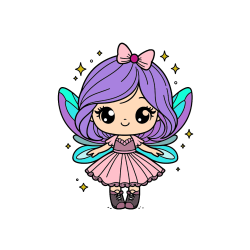 COLORED COLORING - Coloring Page of a Magical Fairy with a Cute Face