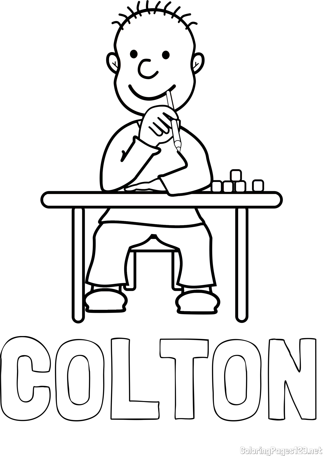 COLTON Coloring Page and Student Solving a Test Coloring Page