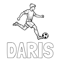 DARIS Coloring Page and Soccer Player in Action Coloring Page