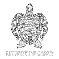 DIFFERENCE MAKER Coloring Page and Sea Turtle Mandala Coloring Page