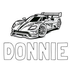 DONNIE Coloring Page and Coloring Page of a Futuristic Racing Car