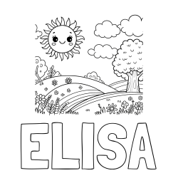 Online Created Coloring Page - ELISA Coloring Page and Sunny Nature Coloring Page