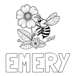 Online Created Coloring Page - EMERY Coloring Page and Children's Coloring Book of a Little Bee and Flowers