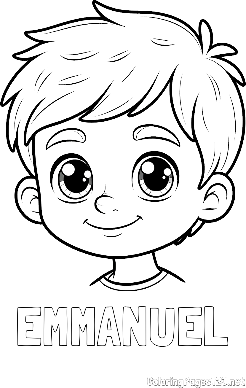 EMMANUEL Coloring Page and Boy Face Coloring Page