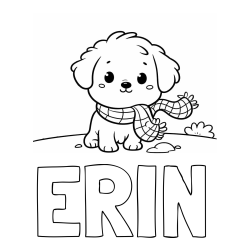 ERIN Coloring Page and Coloring Page of an Adorable Puppy