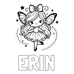 ERIN Coloring Page and Cute Magical Fairy