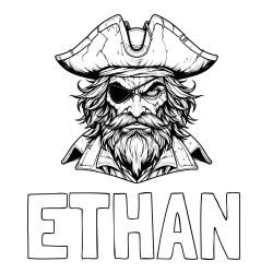Online Created Coloring Page - ETHAN Coloring Page and Realistic Evil Pirate Coloring Page