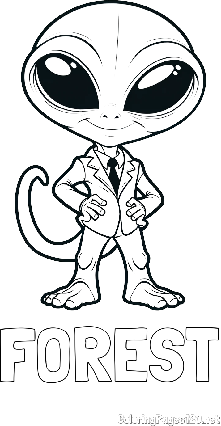 FOREST Coloring Page and Alien Coloring Page