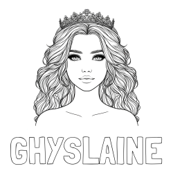 GHYSLAINE Coloring Page and Coloring Page of a Princess with a Crown