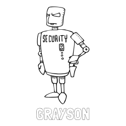 GRAYSON Coloring Page and Security Robot Coloring Page