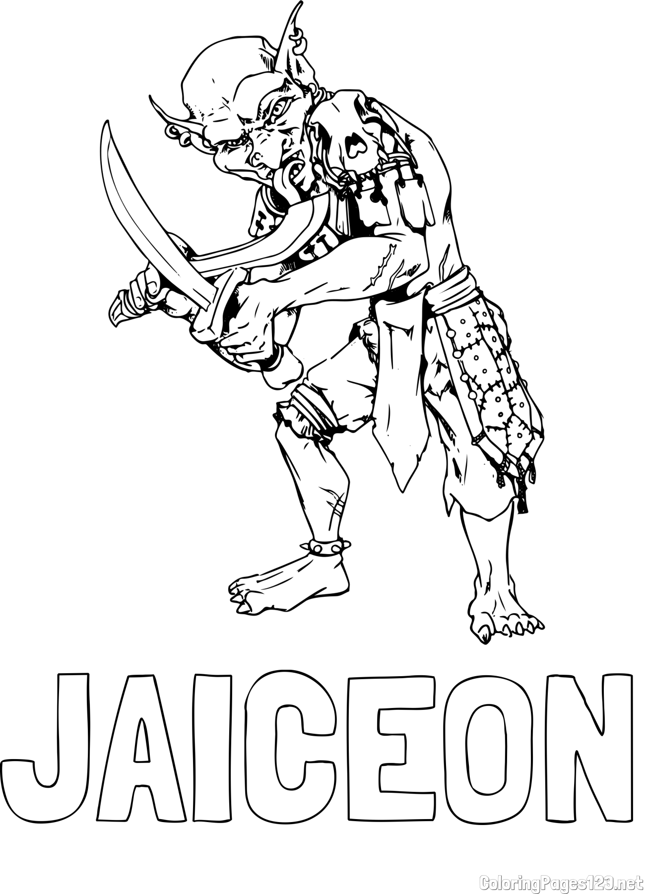 JAICEON Coloring Page and Fierce Goblin Coloring Page