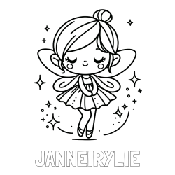 JANNEIRYLIE Coloring Page and Children's Coloring Page of a Magical Fairy