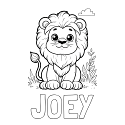 JOEY Coloring Page and Cute Baby Lion Coloring Page
