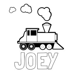 JOEY Coloring Page and Large Steam Locomotive Coloring Page for Kids