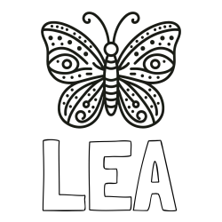 LEA Coloring Page and Butterfly Coloring Page (Simple)