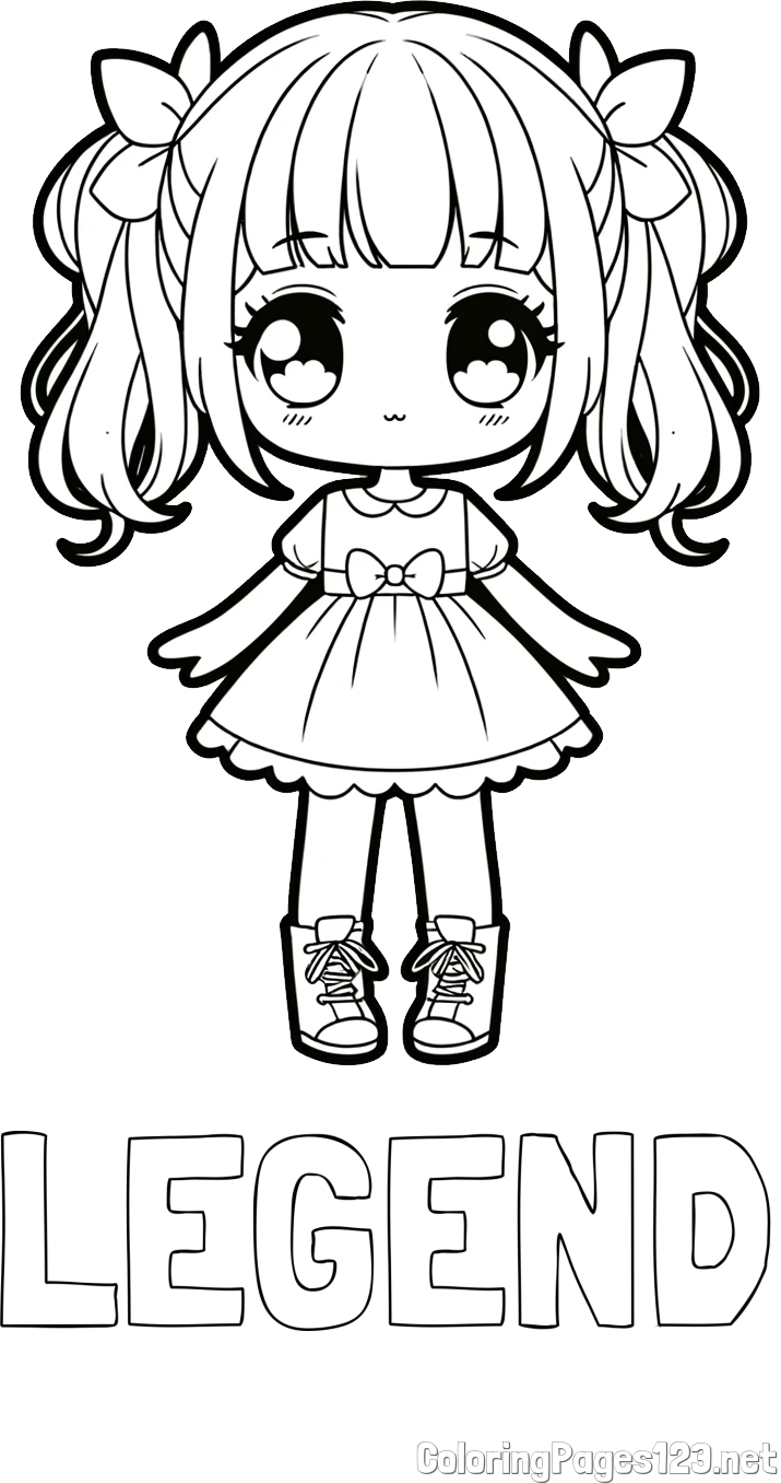 LEGEND Coloring Page and Coloring Page of a Cute Anime Girl