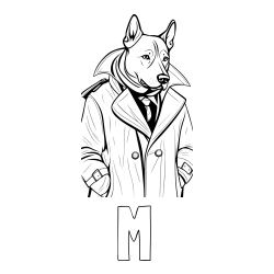 M Coloring Page and Coloring page of Detective Dog
