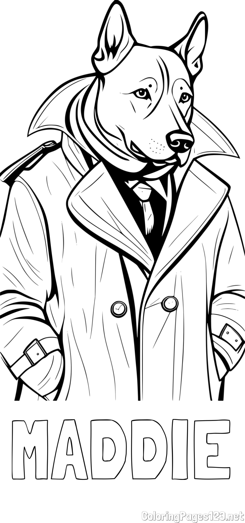 MADDIE Coloring Page and Coloring page of Detective Dog