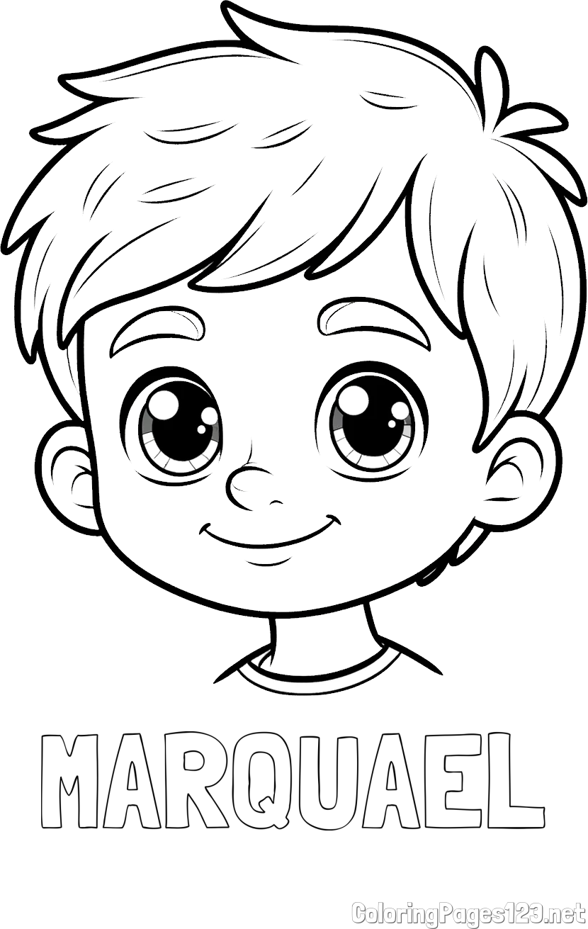 MARQUAEL Coloring Page and Boy Face Coloring Page