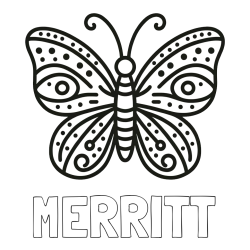 MERRITT Coloring Page and Butterfly Coloring Page (Simple)