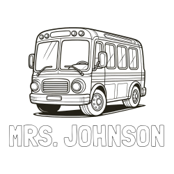 MRS. JOHNSON Coloring Page and Coloring Page of a Big Bus