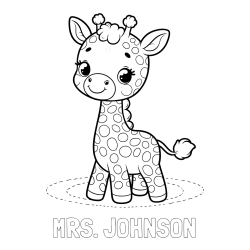 MRS. JOHNSON Coloring Page and Playful Giraffe Coloring Page
