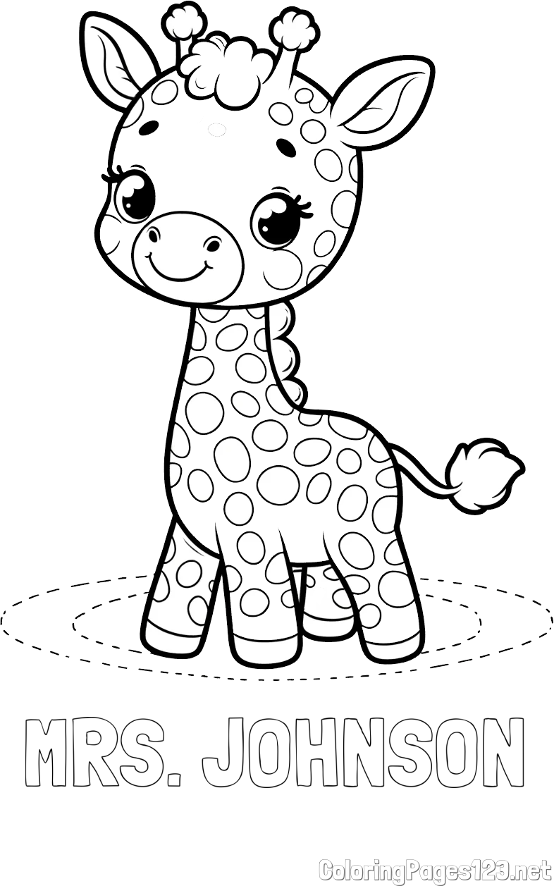 MRS. JOHNSON Coloring Page and Playful Giraffe Coloring Page