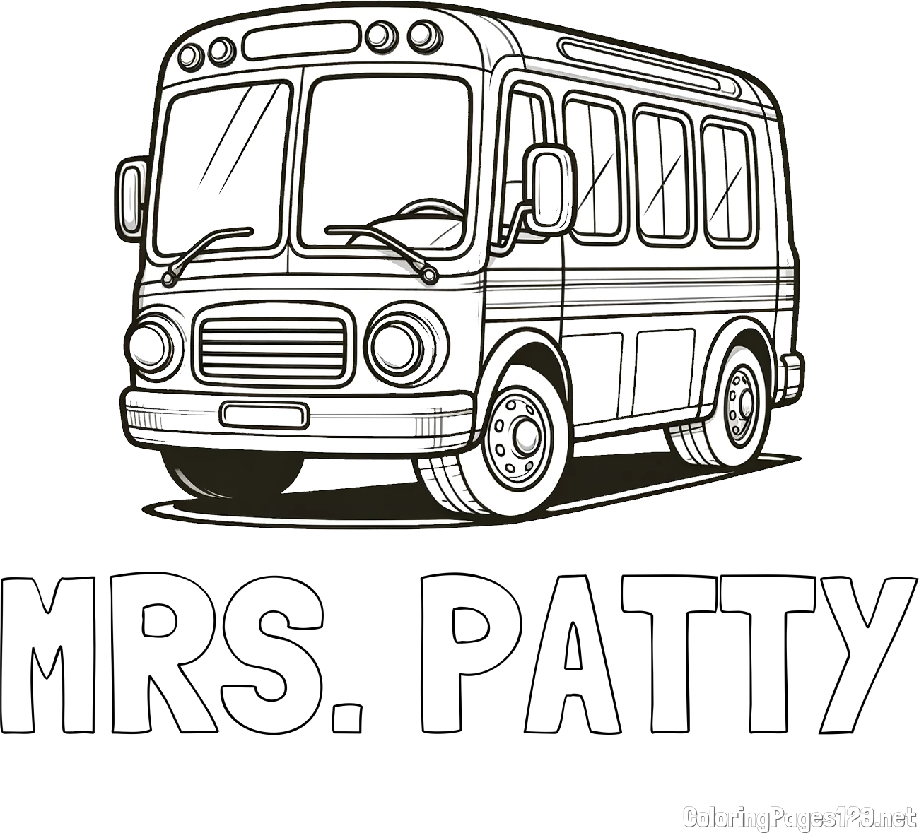 MRS. PATTY Coloring Page and Coloring Page of a Big Bus