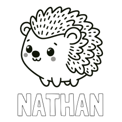 NATHAN Coloring Page and Easy Hedgehog Coloring Page for Kids