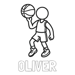 OLIVER Coloring Page and Children's Coloring Page of Basketball Player